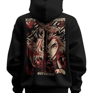 Rengoku demon slayer men’s Black Graphic Hoodie
